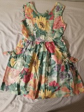 vtg 80s 90s floral sunflower sun dress girls size 14 preteen teen pockets