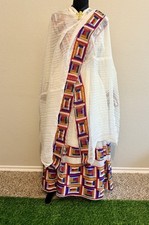 Ethiopian Dress  Hand embroidery            Menen Fabric Elegant Tibeb Dress