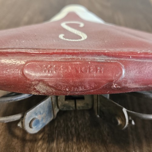 Vintage VGC Vintage "S" type Schwinn Mesinger Leather Bicycle Seat Saddle - Picture 5 of 8
