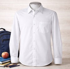 French Toast School Uniform Boys Button Down Long Sleeve White Shirt SZ 14