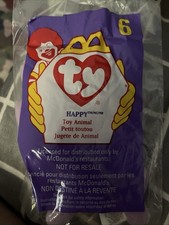 McDonalds Ty Beanie Babies Happy Hippo Number 6 From 1998 with Happy Meal Bag