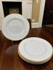 Vintage set of 4 Monticello Syracuse China Dinner Plate Cream and Gold 10"