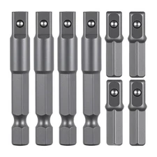 8Pcs Hex to Square Bit Adapters 1/4 inch Impact Adapters Replacement Practical