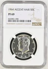 1964 Kennedy Half Accented Hair NGC PF69 POP only 348 Brilliant White RARE