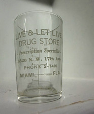 Miami Fl Florida Etched Dose Glass Shot Medicine Bottle 1950s Apothecary