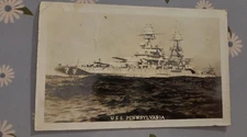WW2 USS Pennsylvania Photo Postcard- Soldier To Parents Military Training 1942