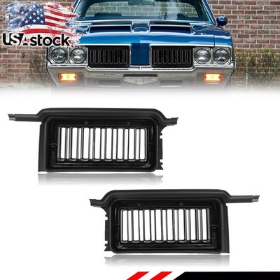 Set Matte Black Front Bumper Grill Grille For 1970 Oldsmobile Cutlass / 442 F85