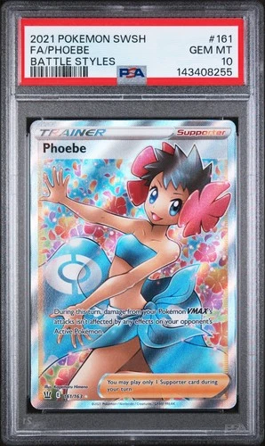 PSA 10 Phoebe Full Art Pokemon Sword and Shield Battle Styles 161