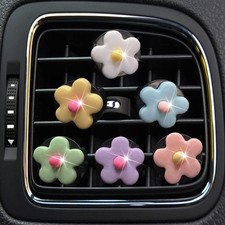 6 Pcs Daisy Air Vent Clips, Cute Flower Car Air Fresheners Vents Clips Car Di...