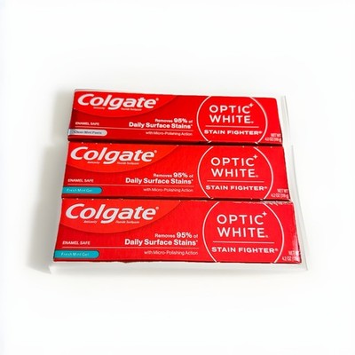 Colgate Optic White Stain Fighter 4.2 Oz Lot of (3) EXP:(1) 05/27 and (2) 06/27.