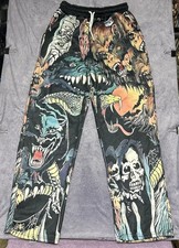 Many Monsters Jacquard Pants Sweatpants unisex XL  W/Drawstring Medium Pockets
