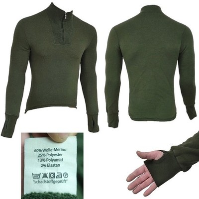 Original Bundeswehr KSK Rolli Grün Merino Frottee Unterhemd Langarm Woolpower