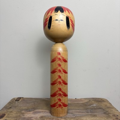 24 cm japanische Kokeshi Puppe - Vintage Sammlerstück - antike Volkskunst aus Holz - #A15