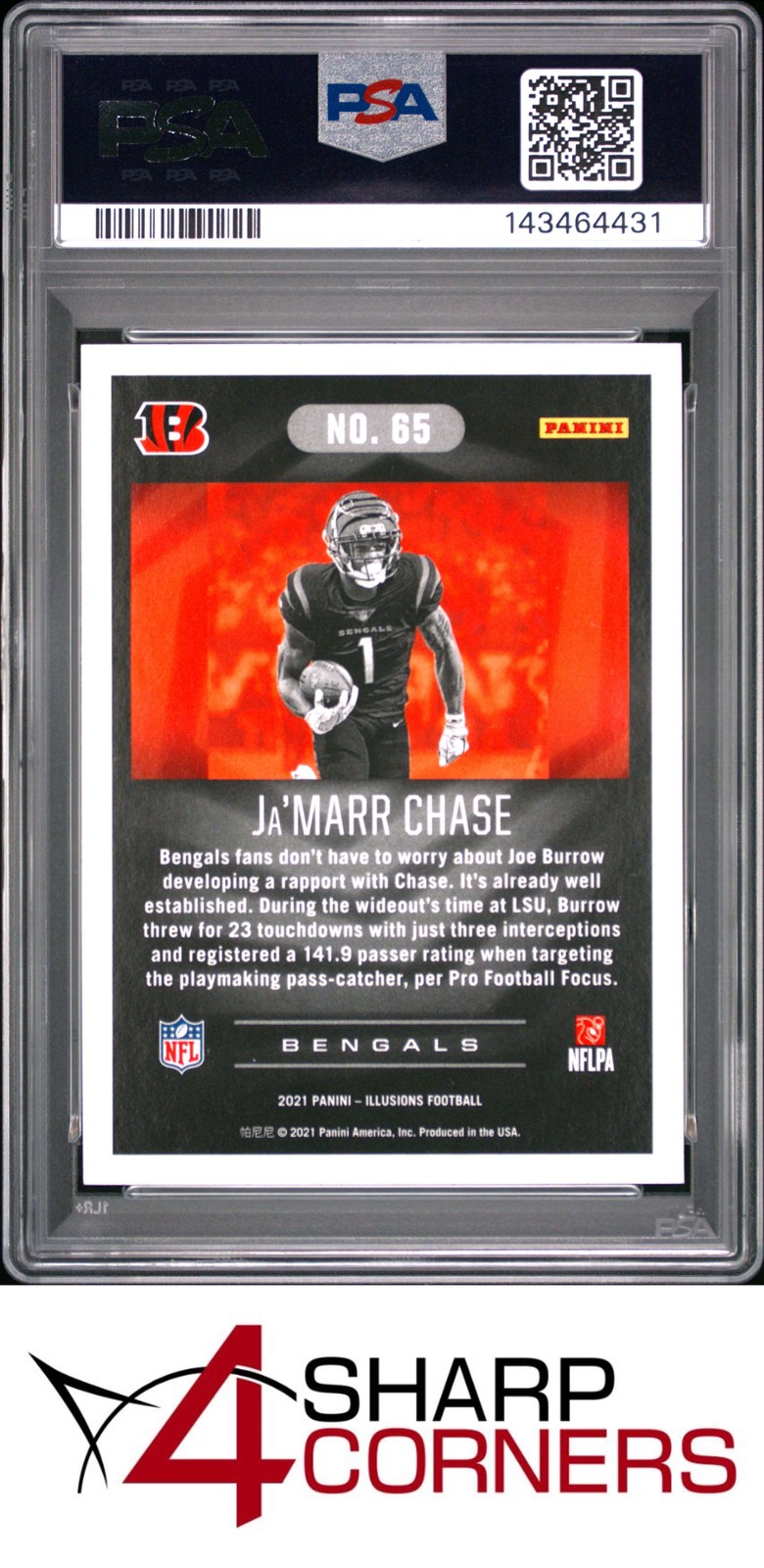 2021 PANINI ILLUSIONS RETAIL #65 JA'MARR CHASE RC BENGALS PSA 10 view 2