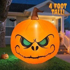 Inflatable Halloween Pumpkin 4 Ft LED Lighted Jack O' Lantern Outdoor Yard Decor