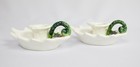 Vintage Pair Lefton White Holly Berry Ceramic Candle Holders Christmas 1970 READ