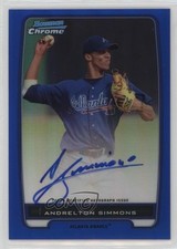 2012 Bowman Chrome Prospects Blue Refractor 124/150 Andrelton Simmons Auto 3y6