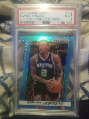 2013-14 Prizm #143 Kawhi Leonard Light Blue Die-Cut Prizms 2/199 PSA 9 Jersey #