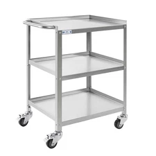 Hally Stainless Steel Utility Cart 3 Tier NSF Commercial Heavy Duty Metal Mob...