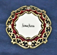 Jay Strongwater Enamel Round Red Swarovski Crystal Mini Picture Frame or Brooch