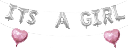 It'S a Girl Balloon Banner for Baby Shower, Gender Reveal Party Decorations (Sil