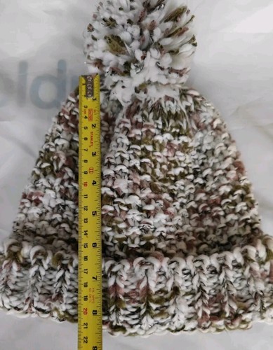 Cappello L Tommy & Kate melange beige talpa berretto bobble grosso sci pom slouch - Foto 3 di 4
