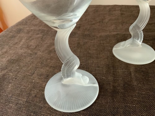 2 Vintage Lenox mattierte figürliche Stiel Weingläser klar 8" selten - Bild 4 von 6