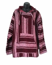 Artesanias Red Oversized Poncho Hoodie Unisex Size L Woven Warm Boho Hippie