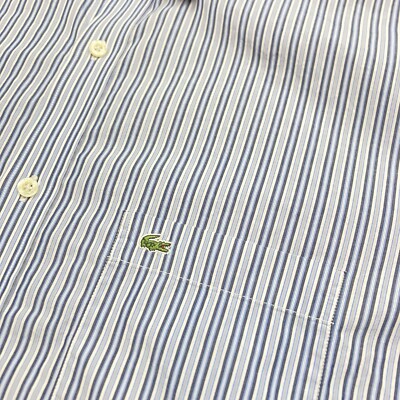 Lacoste Mens Dress Shirt Size 46 Blue Stripe Slim Fit Long Sleeve | eBay