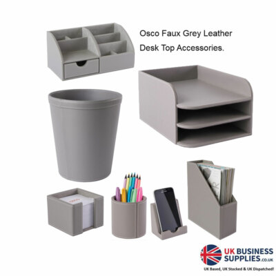 Osco Quality Grey Faux Leather Desktop Accessories Sets Ebay