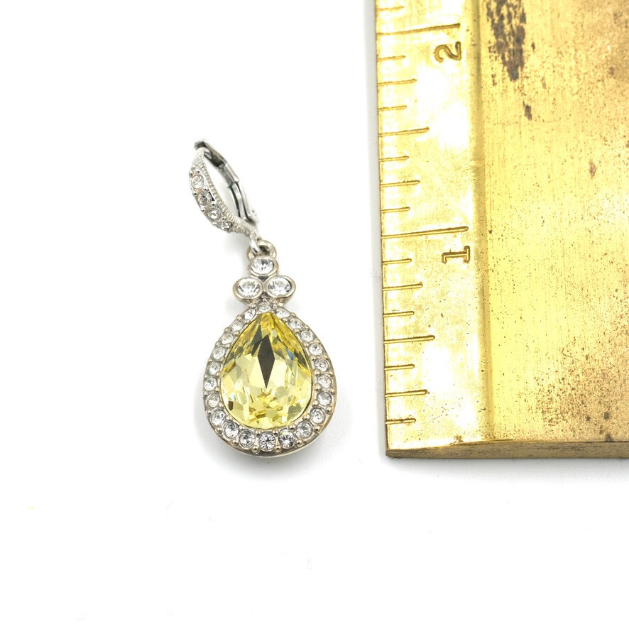 Givechy Yellow Rhinestone Statement Earrings 1.6" - image 5