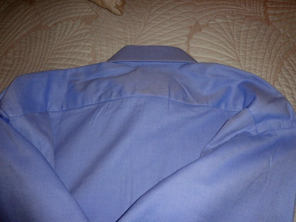 TIGLIO Luxe Dress Shirt Men's Blue French Cuff Made Italy 16/34 100% Cottone - Image 4 of 4