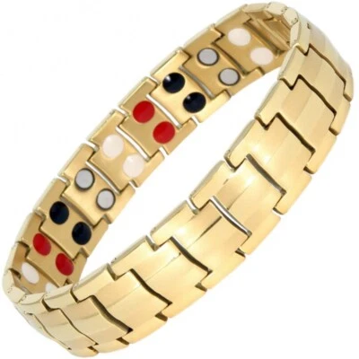 GAUSSTHERAPY Gold Titanium Double Row Bio 4in1 Magnetic Bracelet | Arthritis Pain Relief