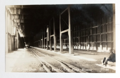 Union Pacific Snow Shed Rock River WY RPPC Postcard c1940s Railroad Train Tracks