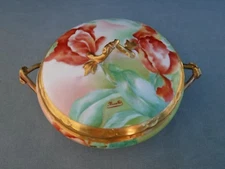 Hand Painted Signed Floral Limoges Gold Vegetable Tureen Old Abbey MdeM