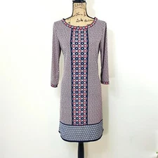 MAX STUDIO Women's Classic Geometric Medallion Shift Shirt Dress Size Medium
