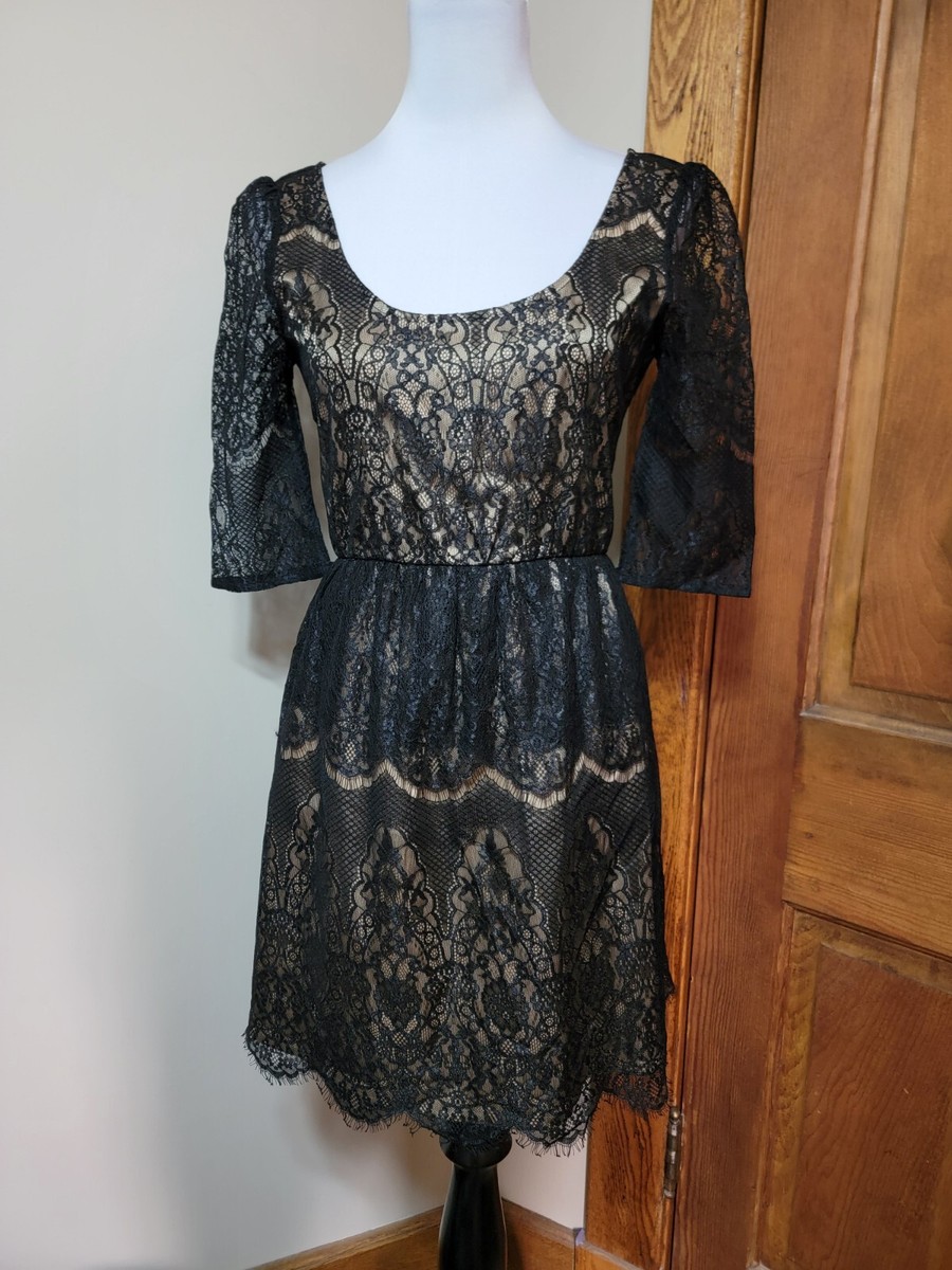 Womens Miss Me Couture Black Lace Nude Color Dress Size Small Womens Miss Me Couture Black Lace Nude Color Dress Size Small