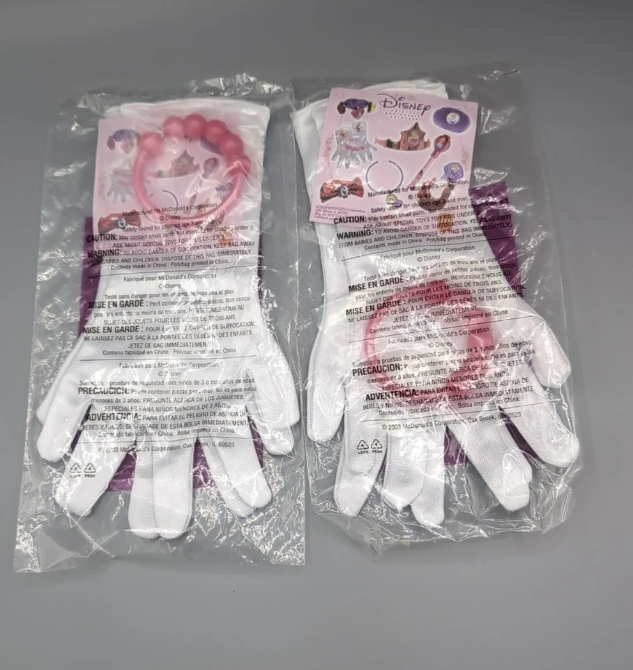 2 pares de guantes y brazaletes para niña de la Bella Durmiente Disney 2003 McDonalds Happy Meal Foto 2 de 2