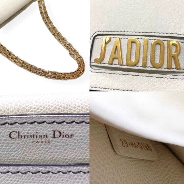 Christian Dior Shoulder Bag Leather Cream Gold Me… - image 6