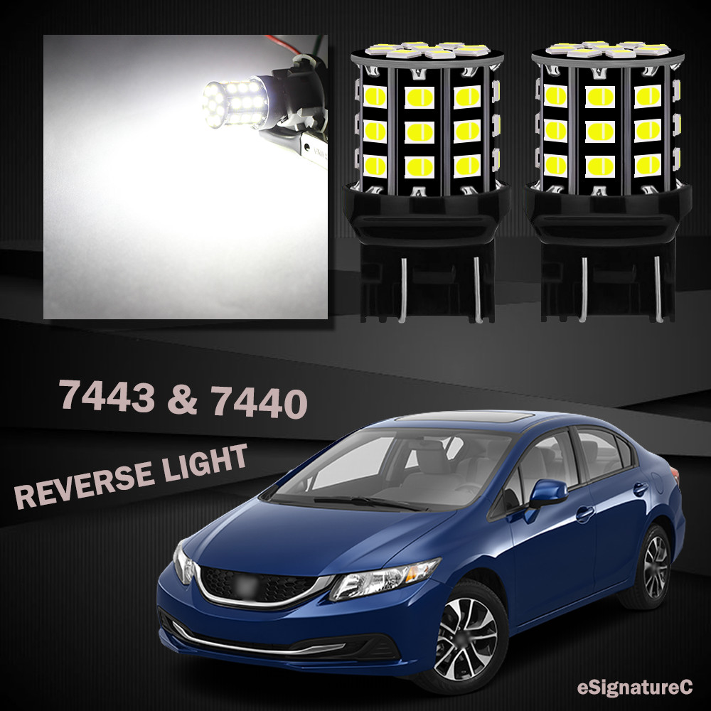 2 x Backup Reverse Light 7443 7440 33SMD LED For 1996 - 2012 Honda Civic White