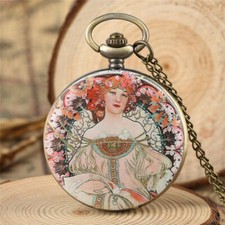 Vintage Elegant Women Lady Quartz Pocket Watch with Necklace Pendant Chain Gift