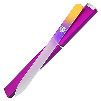 Bona Fide Beauty Double Sided Bohemian Crystal Czech Glass Nail File In Plastic Sleeve, Gold/Violet (784672685917)