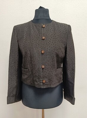 Vintage Alphorn Gr. 42 Naturleder Dirndl Jacke schwarz Oktoberfest gebraucht
