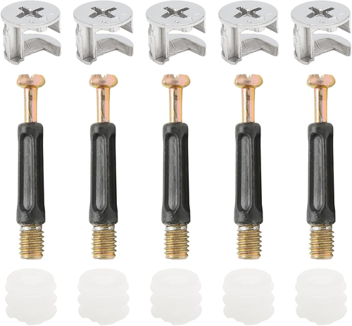 20 Sets Furniture Connector Cam Lock Fittings with Dowel and Pre-Inserted Nut, 3 - Picture 2 of 12