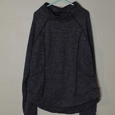 90 Degrees By Reflex Pullover Girls Sz L 12 Gray Cowl Neck Thumb Loops 2 Pockets