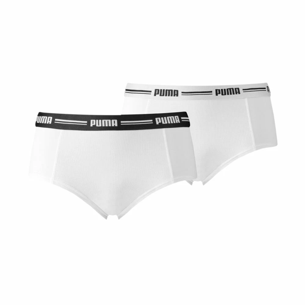 Puma Womens Ladies Panties Boxers Mini Short 2 Pack Underwear White Black