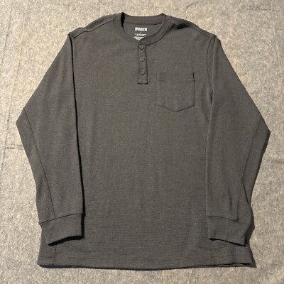 Duluth Trading Thermal Henley Shirt Mens L Long Sleeves Gray