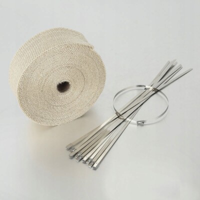 15m Hitzeschutz Band - 50mm breit Basalt Auspuff Krümmer Heat Wrap CHROM