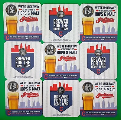 Great Lakes Brewing = Set of 9 Cleveland Indians Beer Coasters Guardians Block C