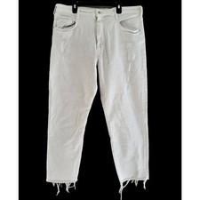 Pilcro White Cropped Raw Hem Distressed Jeans The Borrowed Size 32